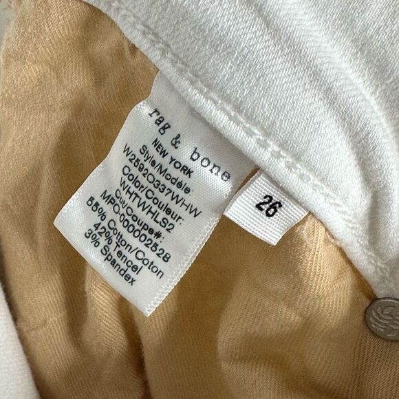 Rag & Bone Dre Low Rise Ankle Slim Boyfriend Jeans White Distressed size 26 - Picture 7 of 7